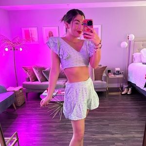 BCBG Generation | Matching Set - Cropped Backless Top and High Waisted Shorts M